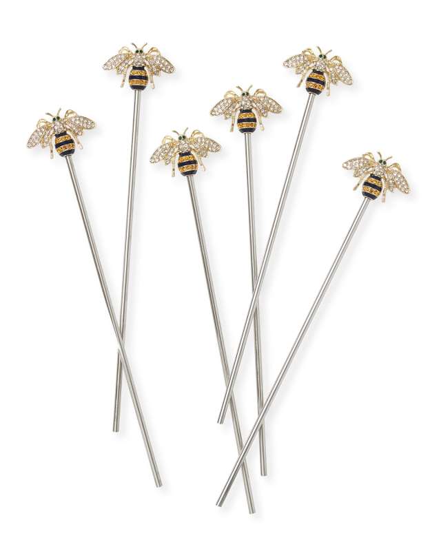 Stripey Bee Swizzle Sticks, Set of 6